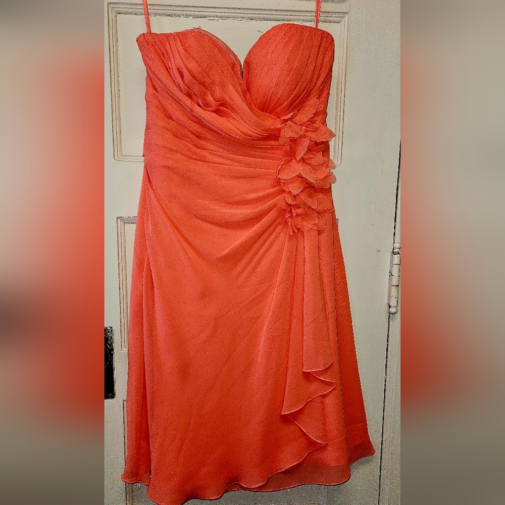 Allure Bridals Strapless Coral Dress Size 12